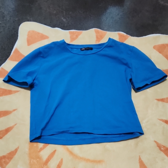 Zara Vibrant Blue Short Sleeve Tee - Picture 1 of 3